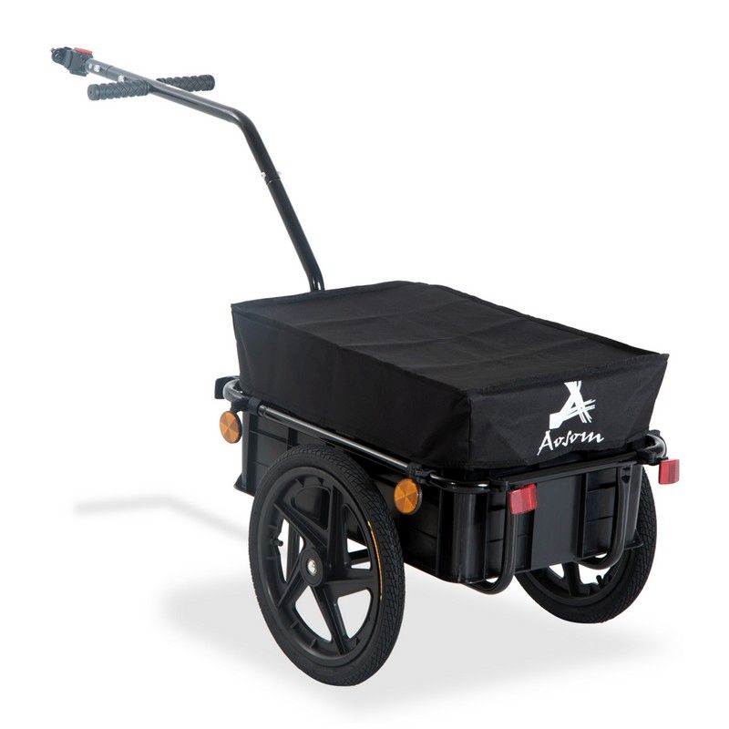 Homcom Cargo Trailer Bike Stroller Garden Trolley W/Carrier Utility Luggage & Wheels Black