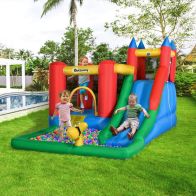 See more information about the Outsunny Kids Inflatable Bouncy Castle Water Slide 6 In 1 Bounce House Jumping Castle Water Pool Gun Climbing Wall Basket With Air Blower For Summer Playland