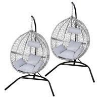 See more information about the Enchanted Garden Egg Chair Pair by Raven - 2 Seats Grey Cushions