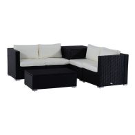 See more information about the Outsunny 6Pc Rattan Corner Sofa Set Wicker 4 Seater Garden Storage Coffee Table Conversation Ottoman Outdoor Weave Furniture W/ Cushion Black