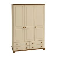 See more information about the Barnaby Wardrobe Cream & Pine 3 Door 4 Drawer