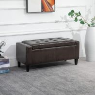 See more information about the Homcom Pu Leather Storage Ottoman Bench Storage Chest Tufted Ottoman Cube With Flipping Top 92L X 40W X 40H cm Brown