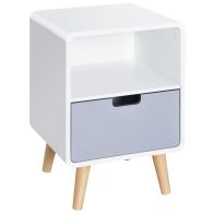 See more information about the Homcom Scandinavian Style Bedside Table 40Lx38Wx58H cm-White/Grey/Natural Wood Colour