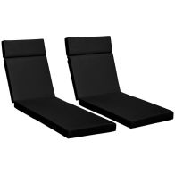 See more information about the Outsunny Set Of 2 Sun Lounger Cushions Replacement Cushions For Rattan Furniture With Ties 196 X 55 cm Black