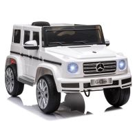 See more information about the Homcom Compatible 12V Battery-powered 2 Motors Kids Electric Ride On Car Mercedes Benz G500 Toy with Parental Remote Control Music Lights MP3 Suspension Wheels for 3-8 Years Old White