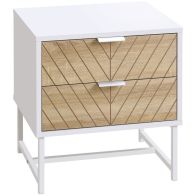 See more information about the Homcom Modern Bedside Table With 2 Drawers Sofa Side Table For Bedroom White And Oak