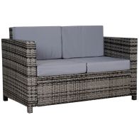 See more information about the Outsunny Two-Seater Rattan Sofa - Mixed Grey
