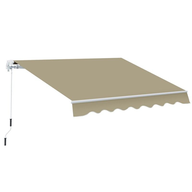 Outsunny 2.5X2 M Manual Retractable Awning-Beige Canopy/White Frame