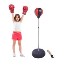 See more information about the Homcom Kids PU Freestanding Boxing Punch Bag w/ Gloves Black/Red