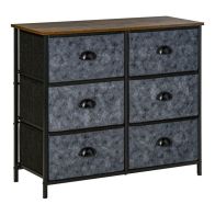 See more information about the Homcom Chest Of Drawer Fabric Dresser Storage Cabinet For Bedroom Night Stand W/ 6 Drawers Steel Frame Handles - Grey And Black