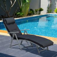See more information about the Outsunny Steel Frame Outdoor Garden Padded Sun Lounger w/ Pillow Black