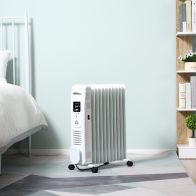 See more information about the Homcom 2720W Oil Filled Radiator 11 Fin Portable Heater With Timer Remote Control White