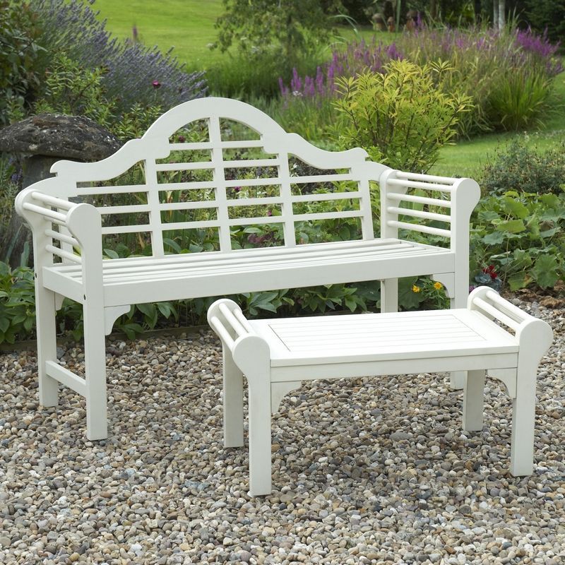 Lutyens Low Level Garden Table White, White Lutyens Garden Bench