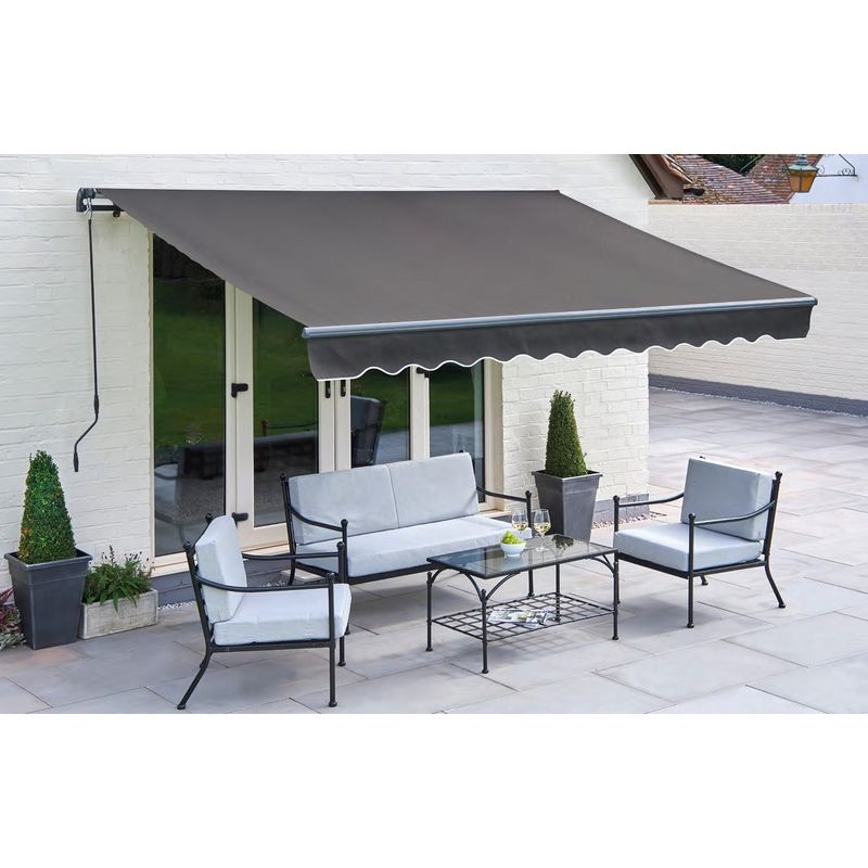 Easy Fit Garden Awning by Greenhurst 2.5 x 2M Plain Charcoal
