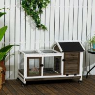 See more information about the PawHut Wooden Rabbit Hutch with Wheels