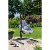 See more information about the Folding Powder Coated Garden Swinging Swing Seat by Handpicked with Grey Cushions