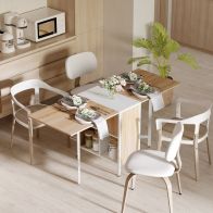 See more information about the Homcom Foldable Drop Leaf Dining Table Folding Workstation For Small Space With Storage Shelves Cubes Oak & White
