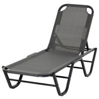See more information about the 5-Position Sun Lounger Aluminium Grey by Aosom