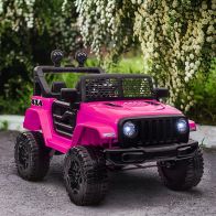 See more information about the Homcom 12V Battery-powered 2 Motors Kids Electric Ride On Car Truck Off-road Toy with Parental Remote Control Horn Lights Suspension Wheels for 3-6 Years Old Pink