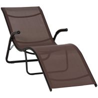 See more information about the Outsunny Outdoor Folding Sun Lounger Chaise Lounge Chair Reclining Garden For Beach Poolside And Patio Dark Brown