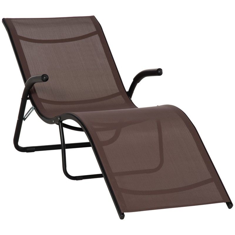 Outsunny Outdoor Folding Sun Lounger Chaise Lounge Chair Reclining Garden For Beach Poolside And Patio Dark Brown