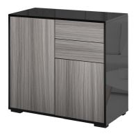 See more information about the Homcom High Gloss Frame Sideboard Push-Open Design With 2 Drawer For Living Room Bedroom Light Grey And Black