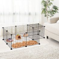 See more information about the PawHut DIY Pet Playpen Metal Wire Fence 12 Panel Enclosure Indoor Outdoor Guinea Pig Rabbit Small Animals Cage Black