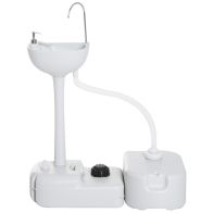 See more information about the Outsunny Camping Portable Hand Wash Sink Basin W/ 17L Water Tank And 24L Drainage Equipment With Sanitizer Station Hdpe