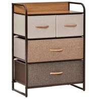 See more information about the Homcom Drawers Storage Tower Dresser With Wood Top Steel Frame Folding Organizer