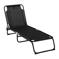See more information about the Outsunny Folding Sun Lounger Beach Chaise Chair Garden Reclining Cot Camping Hiking Recliner with 4 Position Adjustable
