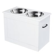 See more information about the PawHut Raised Dog Bowls Pet Feeding Storage Station with 2 Stainless Steel Bowls Base for Large Dogs and Other Large Pets