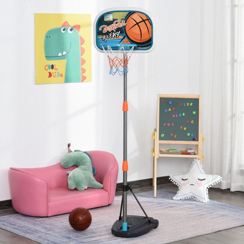 Homcom Kids Height Adjustable Aluminium Basketball Hoop Stand With Ball