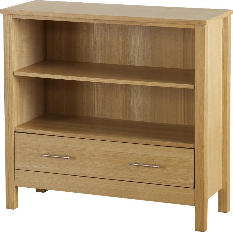 Buy Oakleigh Low Bookcase (1 Drawer) - NATURAL OAK VENEER - Online at ...