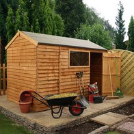See more information about the Mercia 9' 10" x 6' 3" Reverse Apex Shed - Budget Dip Treated Overlap