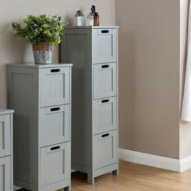 Colonial Grey Slim Chest Of 4 Drawers