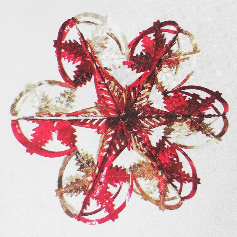 6 Section Starburst Christmas Decoration 16 Inch Red & Gold