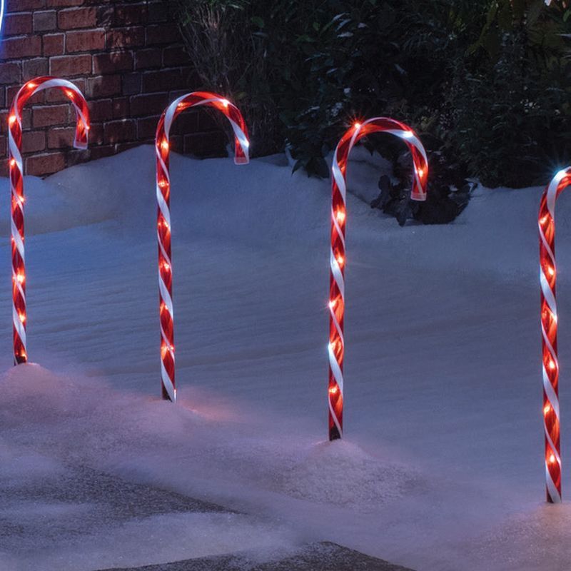 Buy 20 LED Red & White 25cm Candy Cane Christmas Lights Set of 4 ...
