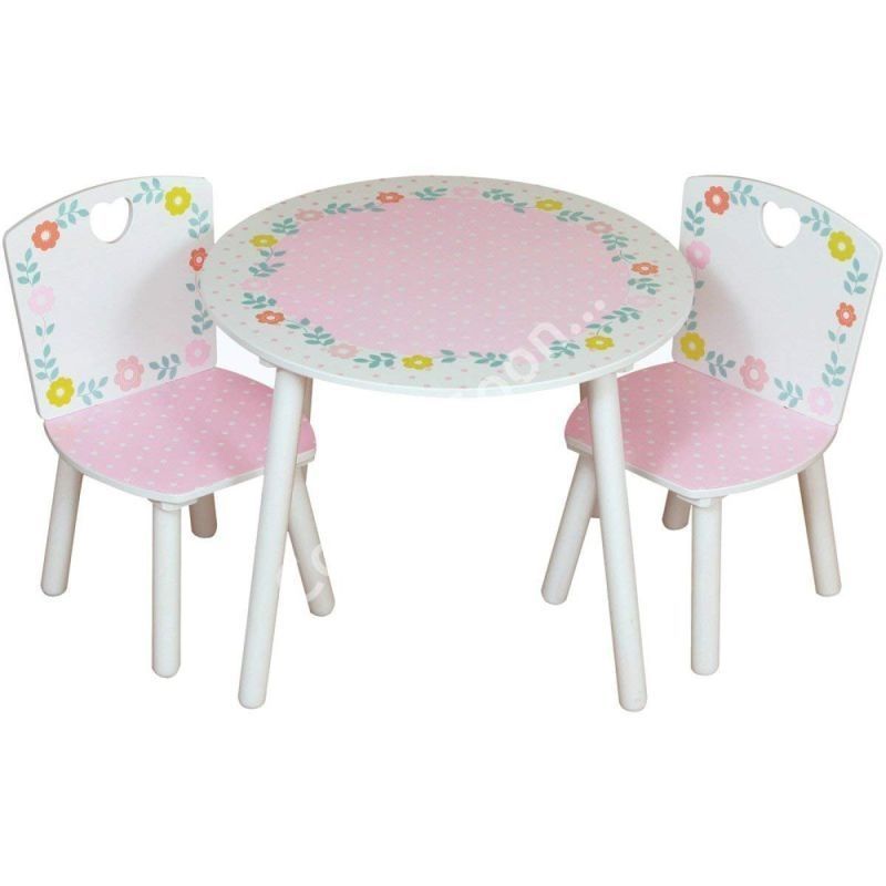 Floral Play Table Pink With 2 Chairs