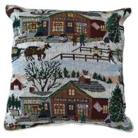 See more information about the 43x43cm Christmas Village Scene Tapestry Cushion