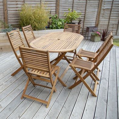 Wensum Acacia Hardwood Oval Table & 6 Chairs Dining Set