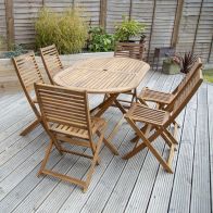 See more information about the Charles Bentley FSC Acacia Hardwood Oval Table & 6 Chairs Dining Set