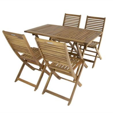 Wensum Acacia Hardwood Rectangle Table 6 Chair Dining Set