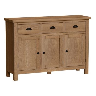 See more information about the Rutland Oak 3 Door 3 Drawer Sideboard Rustic
