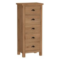 See more information about the Rutland Oak 5 Drawer Narrow Chest Rustic