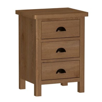 See more information about the Rutland Oak 3 Drawer Bedside Table Rustic
