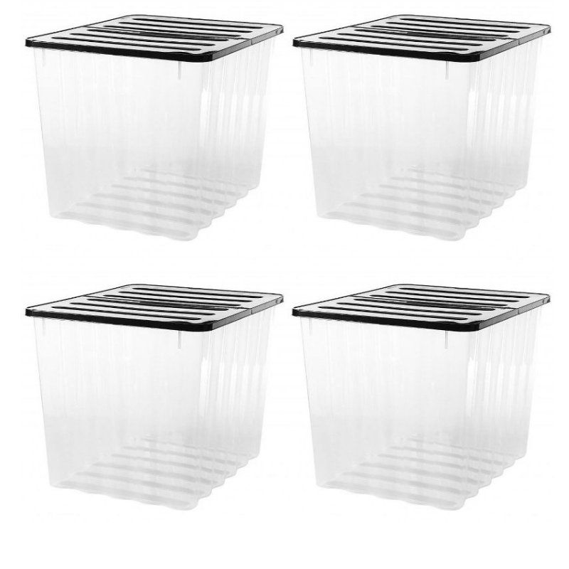 Buy 4 x Plastic Storage Boxes 110 Litres Extra Large - Clear & Black Supa  Nova by Strata - Online at Cherry Lane