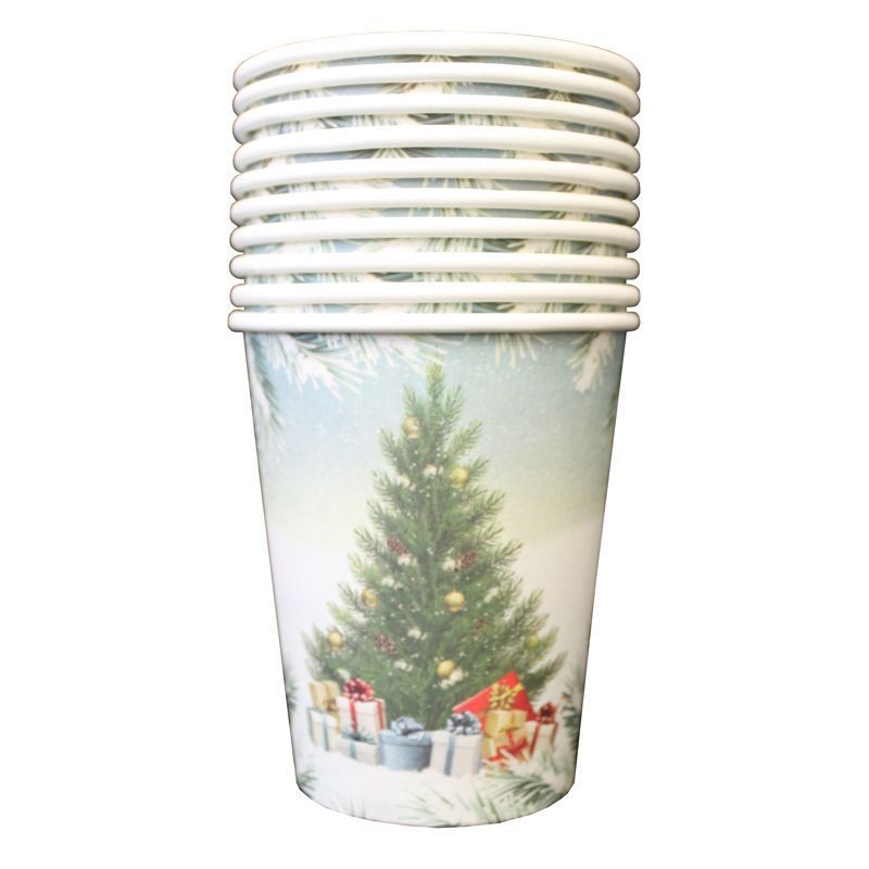 Christmas Paper Cup 10 Pack - Tree Presents