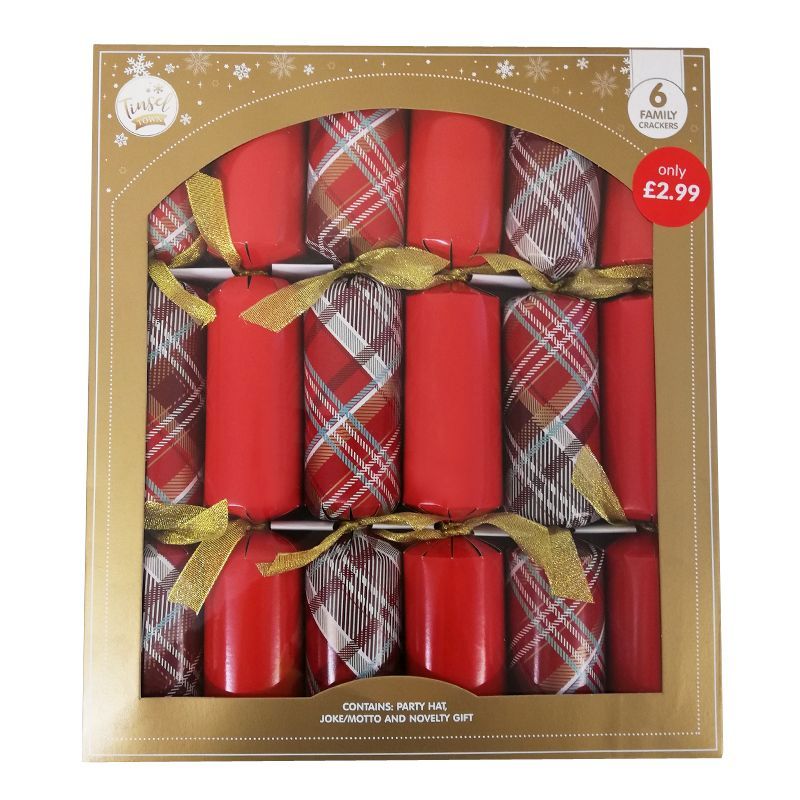 Buy 6 Christmas Party Crackers 15 Inch - Red & Tartan - Online at ...