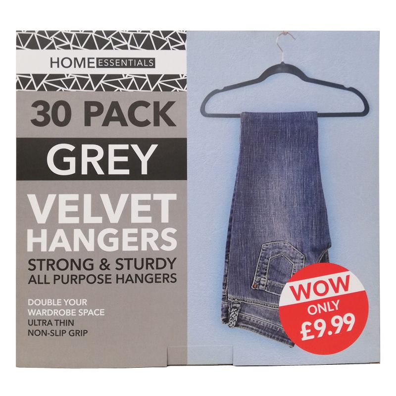 Velvet Hangers 30 Pack - Grey