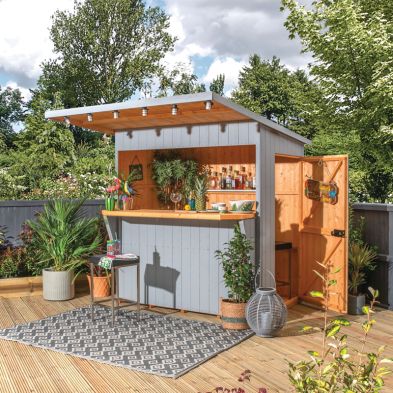 See more information about the Shire Paradise 6' 3" x 7' 8" Pent Garden Bar - Premium Dip Treated Shiplap